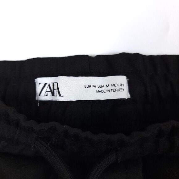 ZARA High Rise Ankle Cropped Seamed Jogger Active Pants Womens Medium Black - Picture 2 of 7